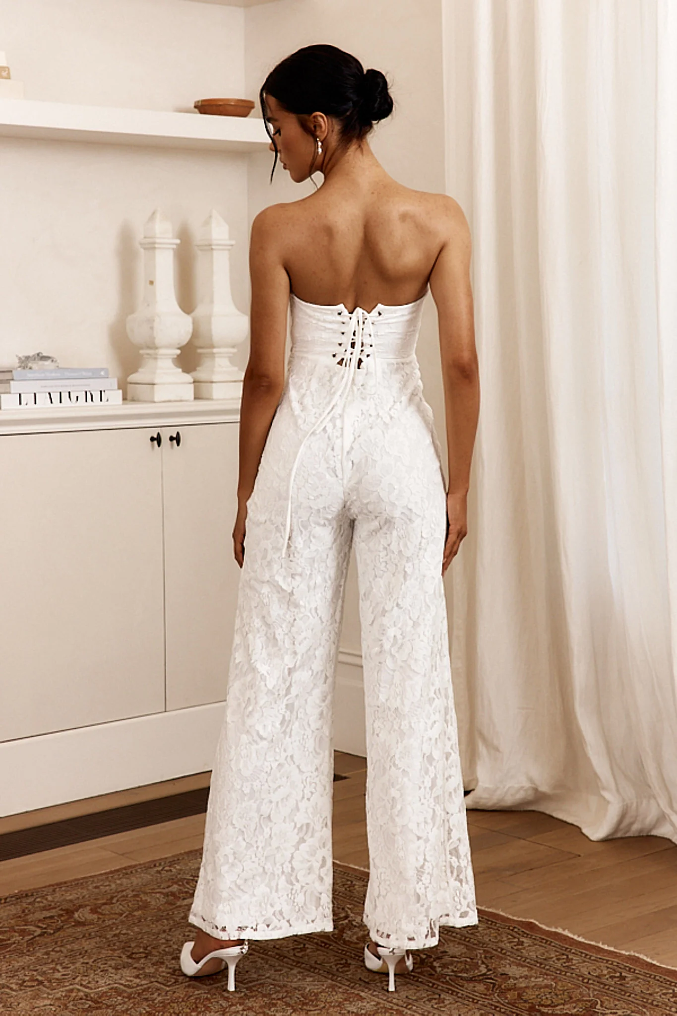 Ankita Strapless Lace Jumpsuit White - Image 3