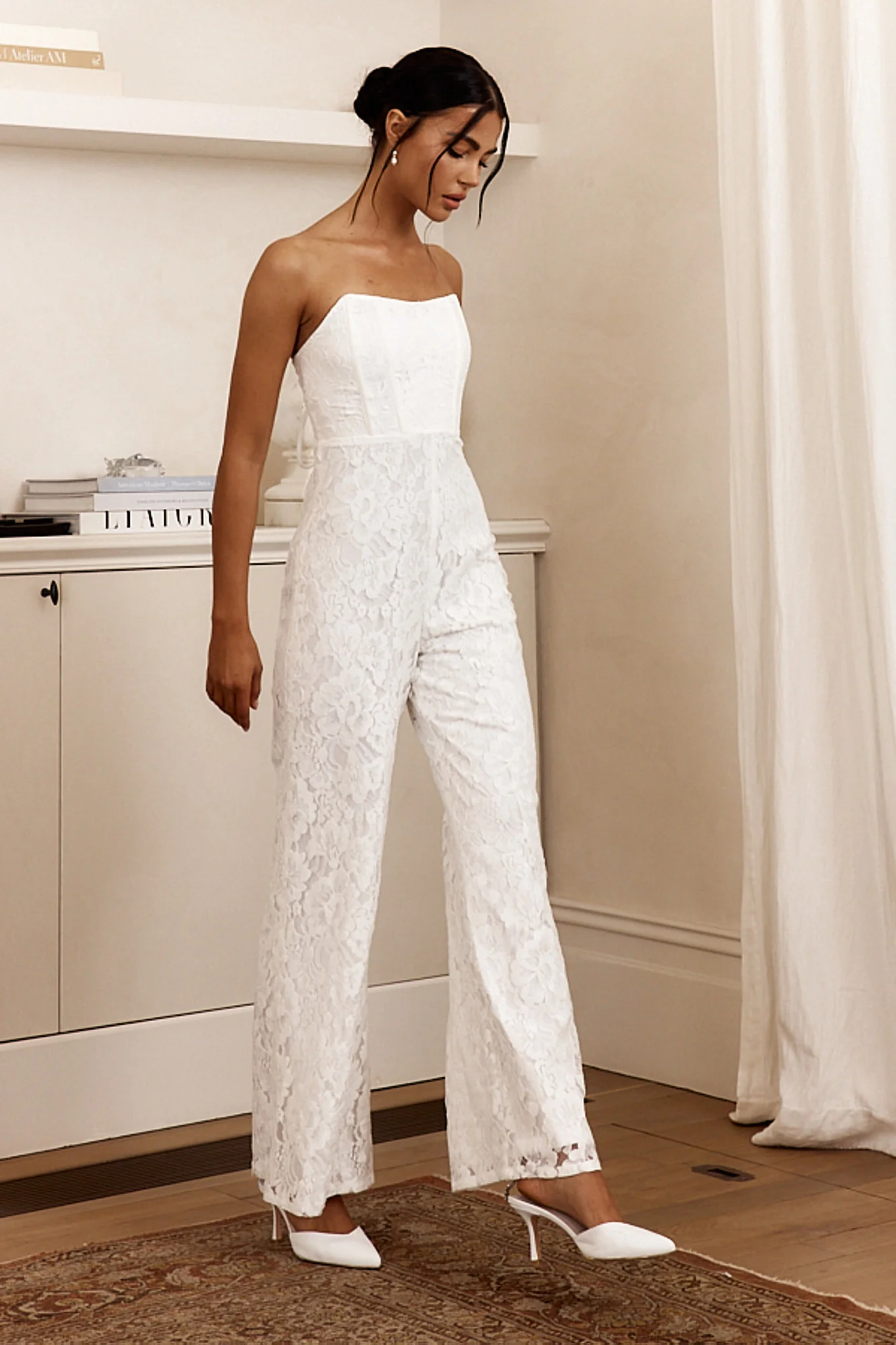 Ankita Strapless Lace Jumpsuit White - Image 4
