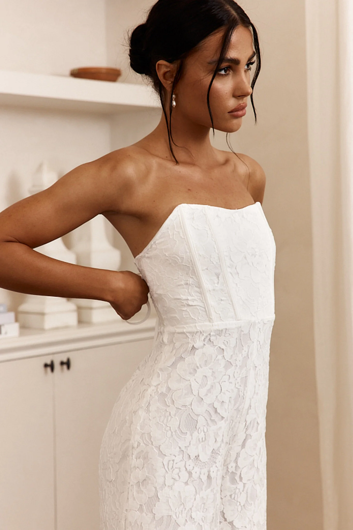 Ankita Strapless Lace Jumpsuit White - Image 5