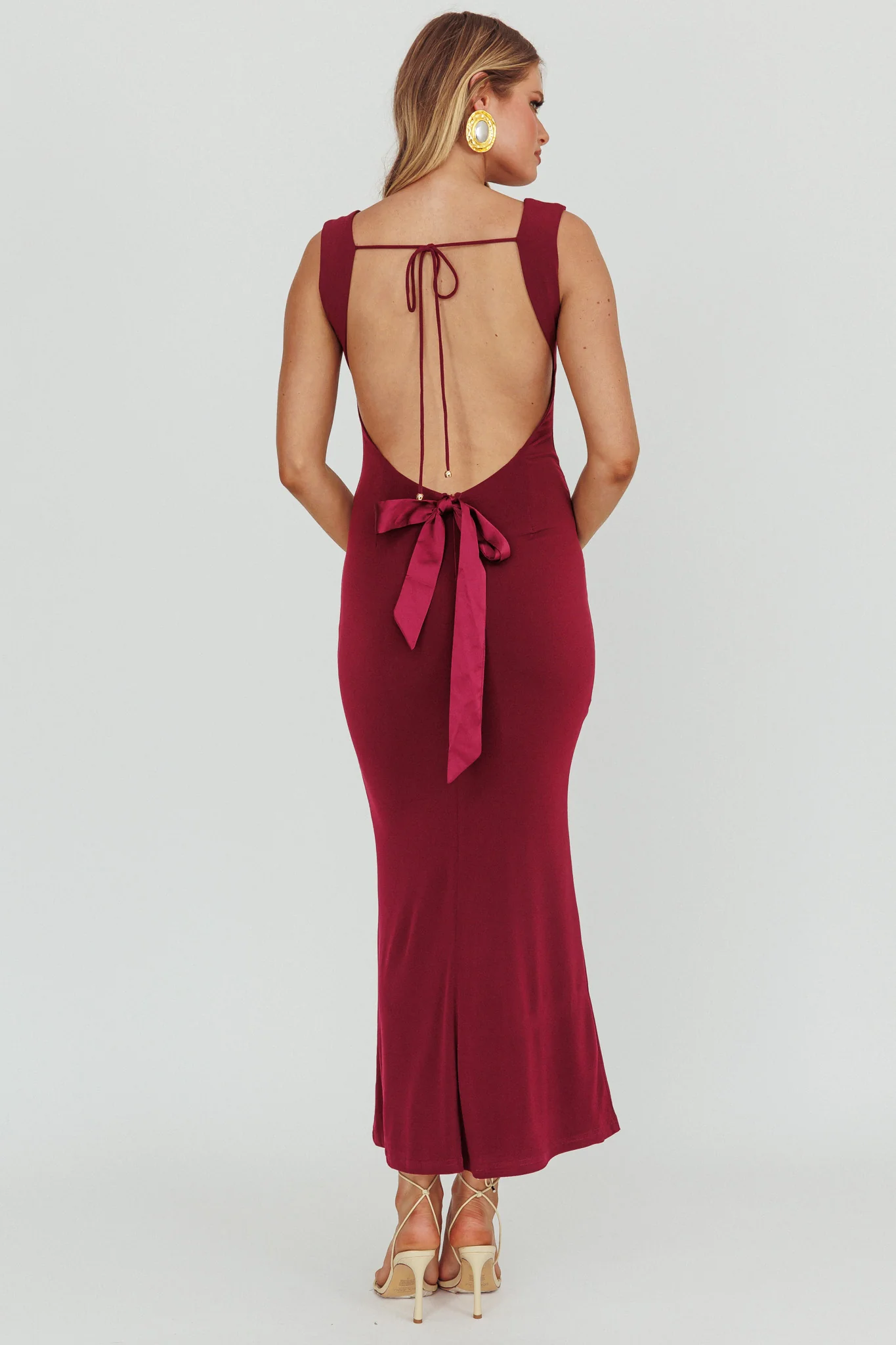 Annabel Bodycon Maxi Dress Wine - Image 2