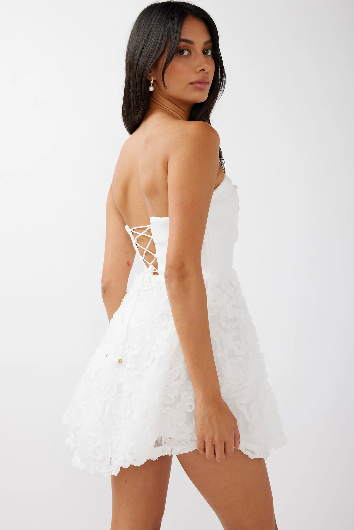 Annalyn Strapless Embellished Mini Dress White - Image 2
