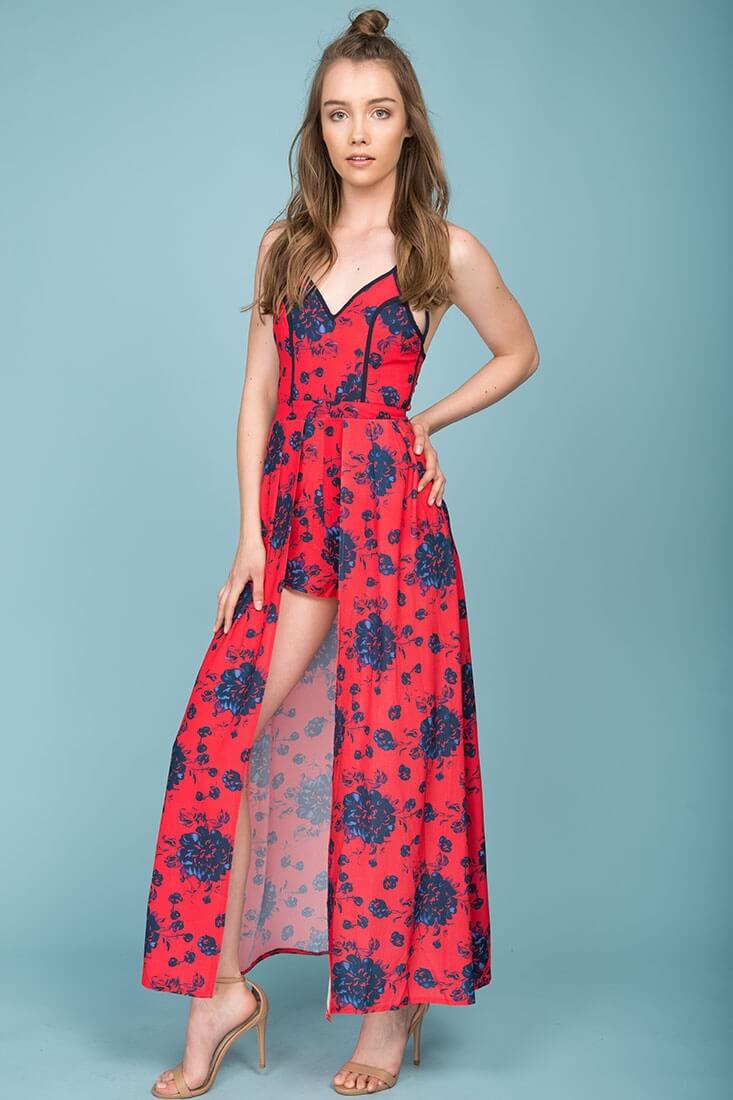 Annika Floral Maxi Romper Red - Image 4