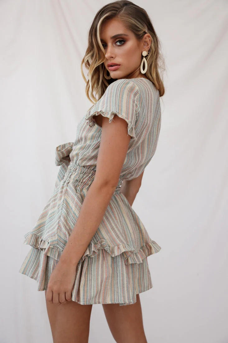 Anthea Bow-Tie Front Layered Frill Dress Orange Multi - Image 3