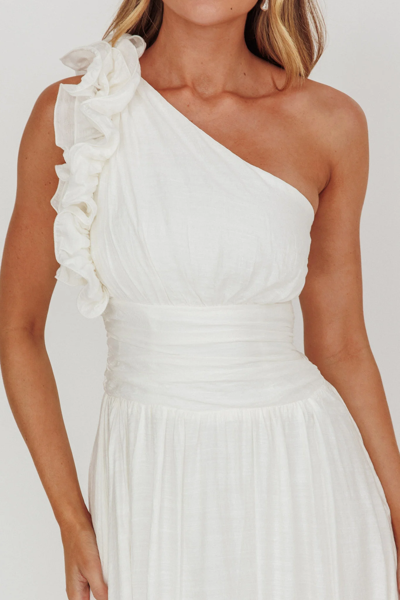 Antheia One-Shoulder Maxi Dress White - Image 3
