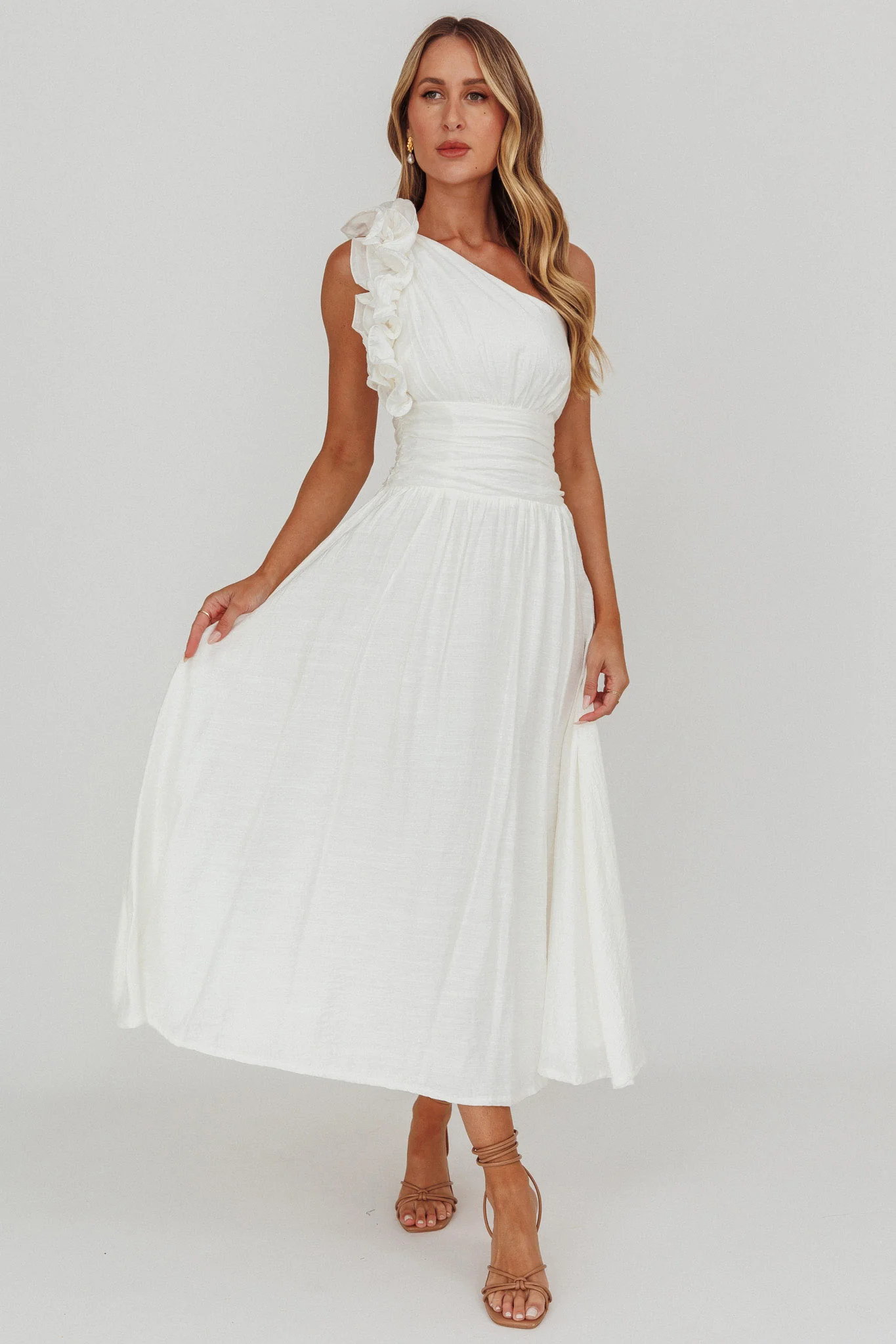 Antheia One-Shoulder Maxi Dress White - Image 4