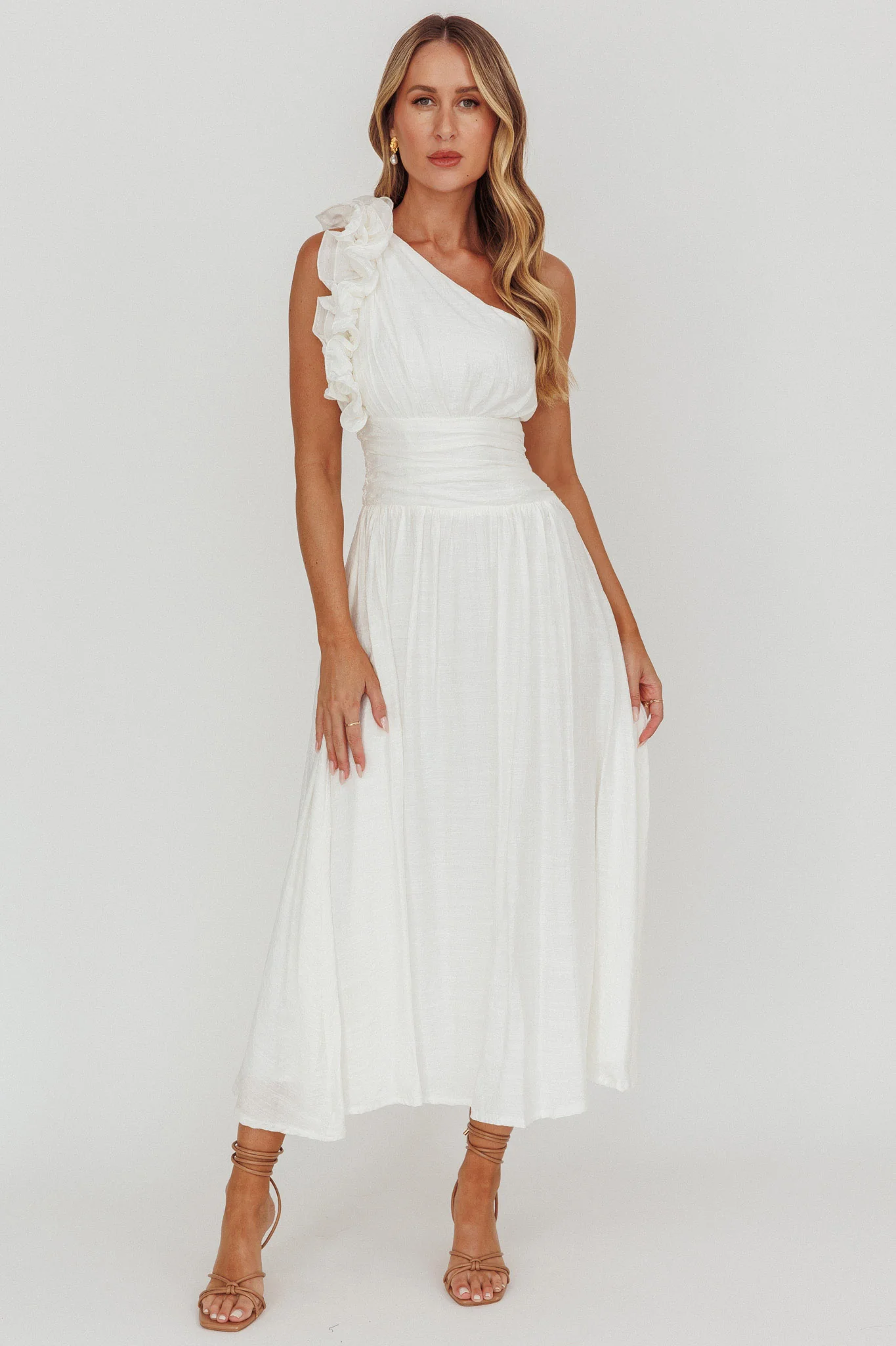 Antheia One-Shoulder Maxi Dress White - Image 5