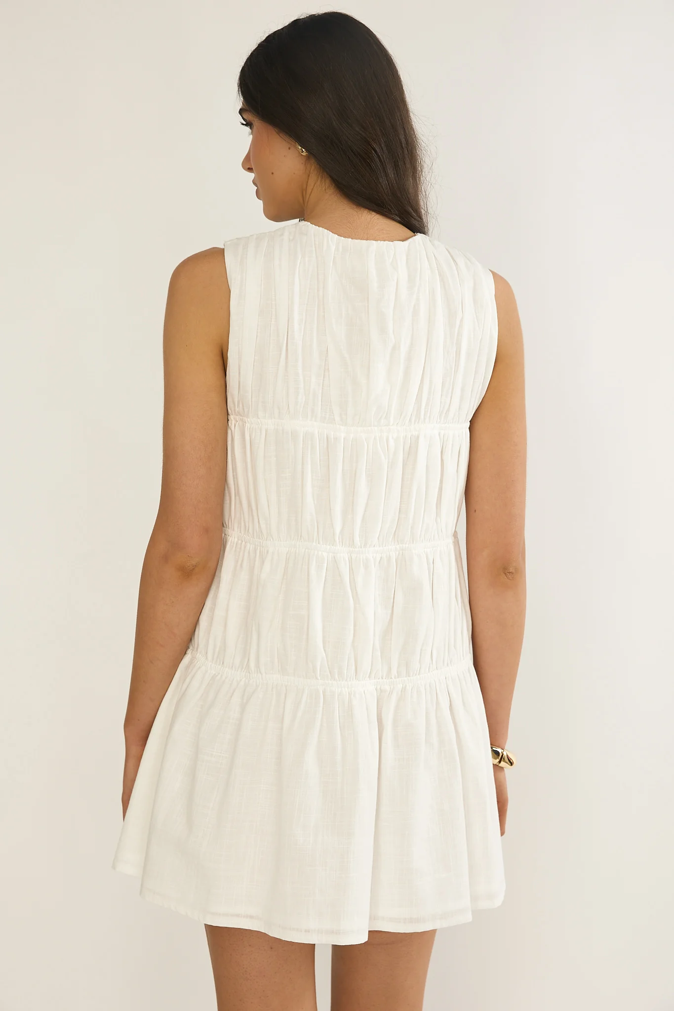 Antibes Tie Front Mini Dress White - Image 3