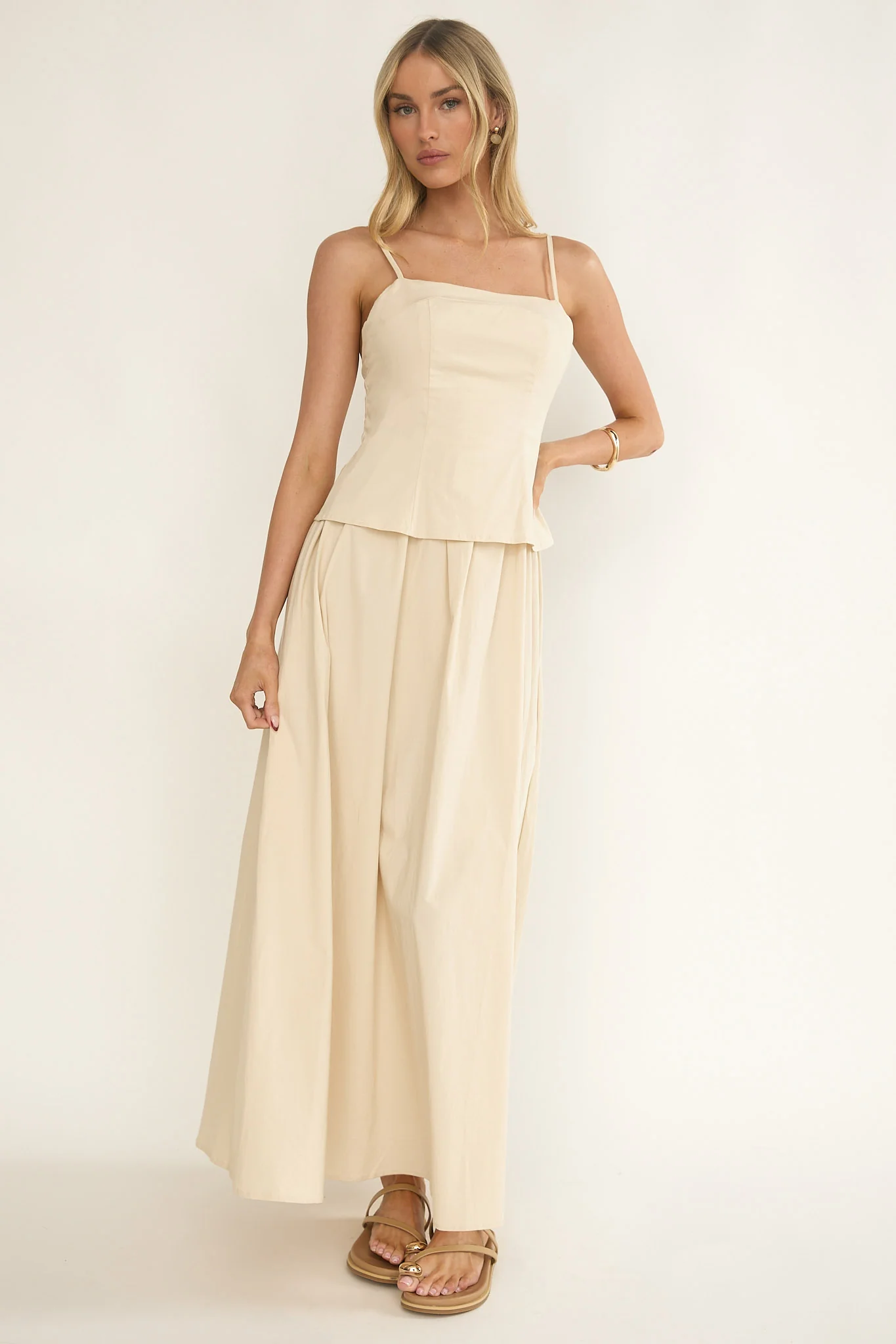 Antonita Cami Strap Maxi Dress Stone - Image 5