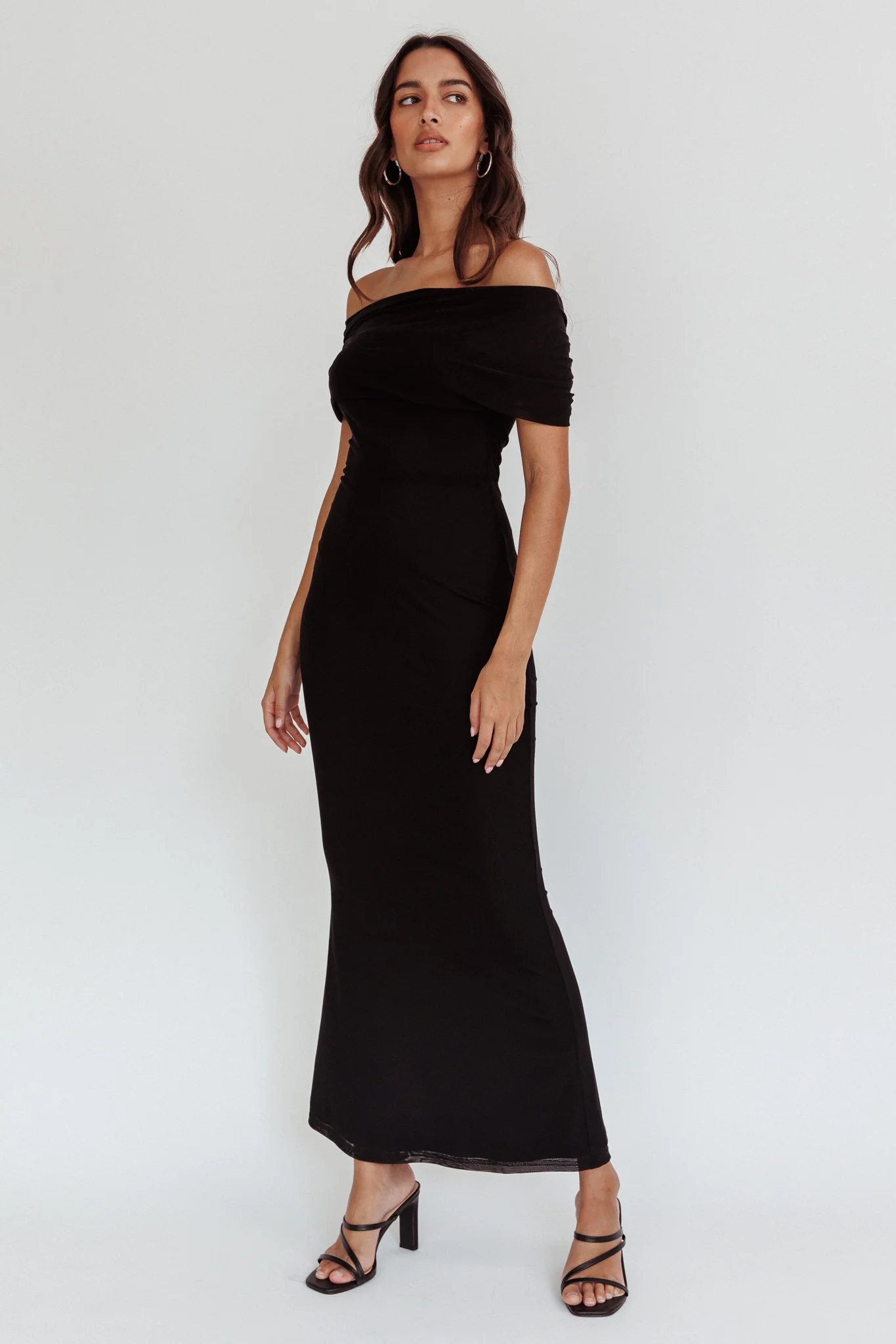 Aqaba Off-Shoulder Mesh Maxi Dress Black - Image 5