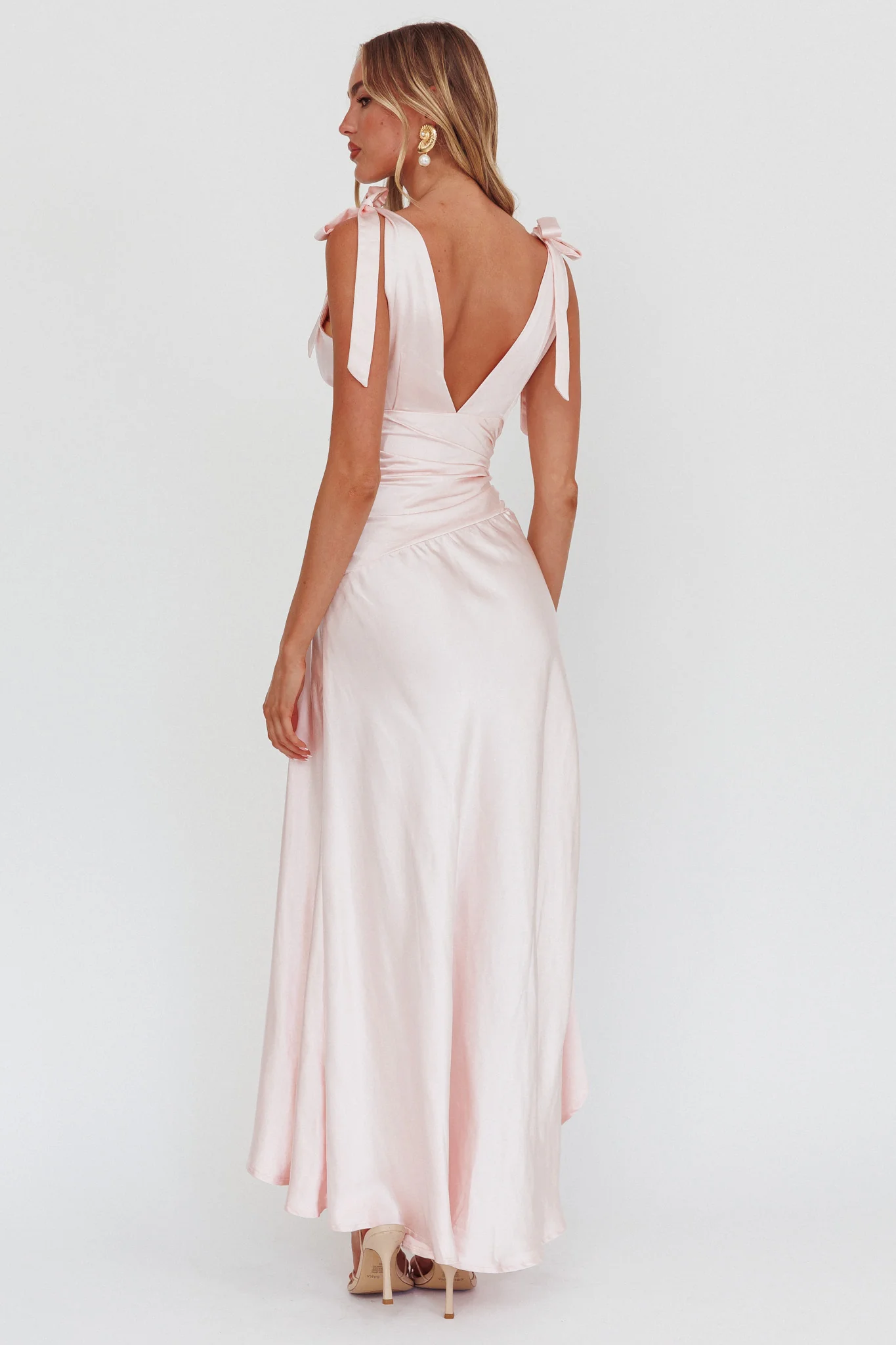 Aquila Tied Shoulder High-Low Hem Dress Blush - Image 2