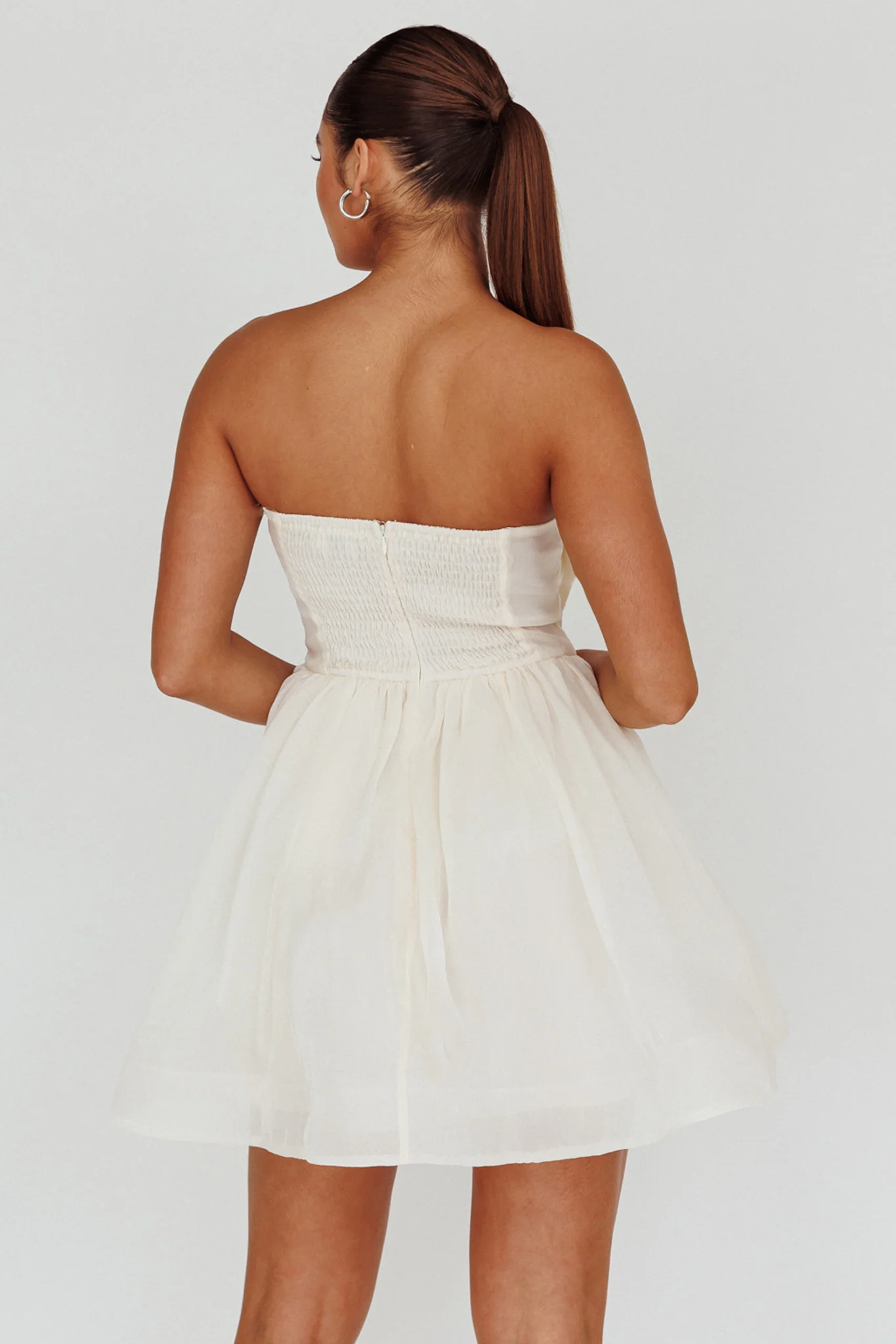 Arabesque Bow Bust Mini Dress Champagne - Image 2