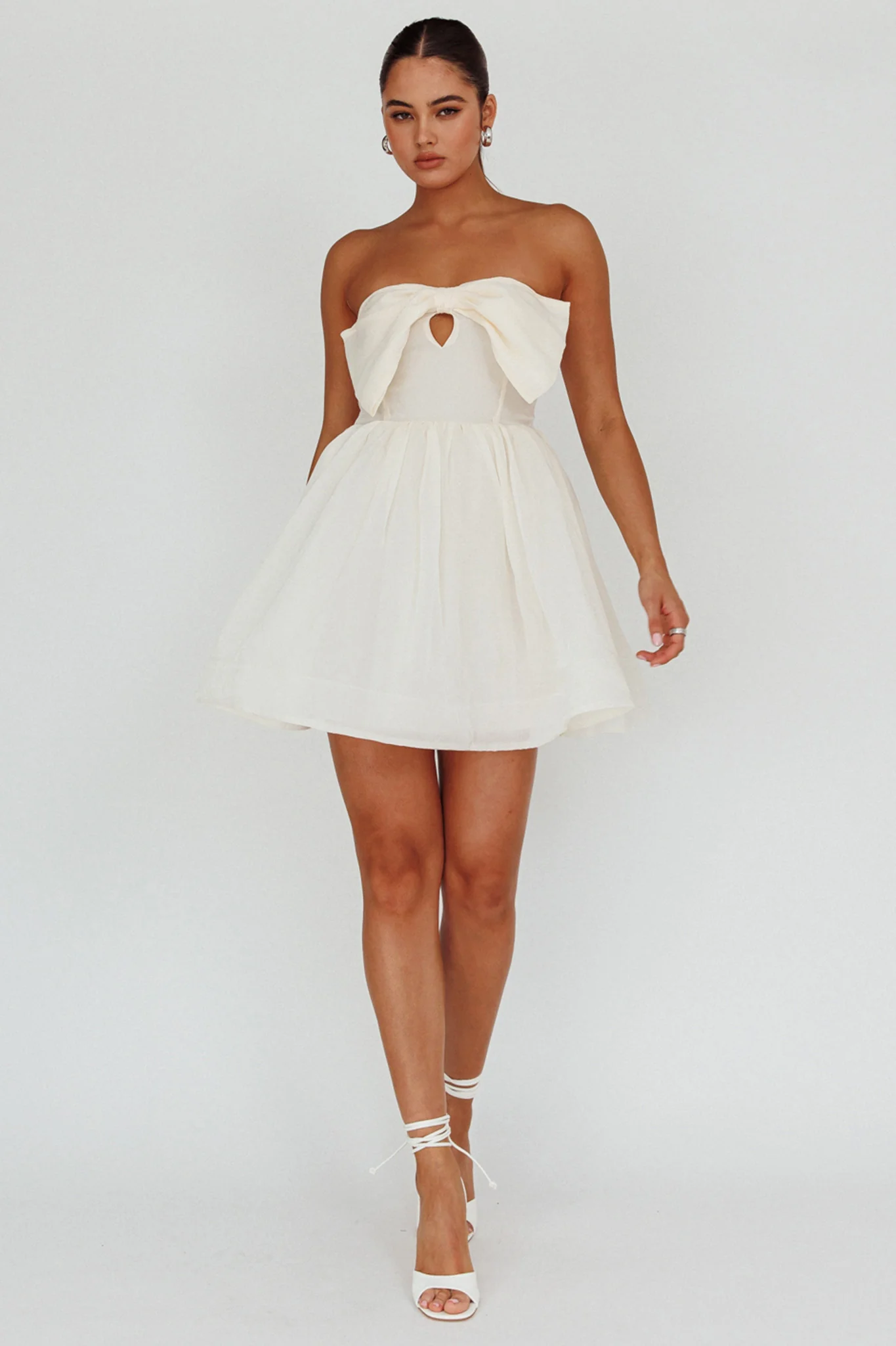 Arabesque Bow Bust Mini Dress Champagne - Image 6