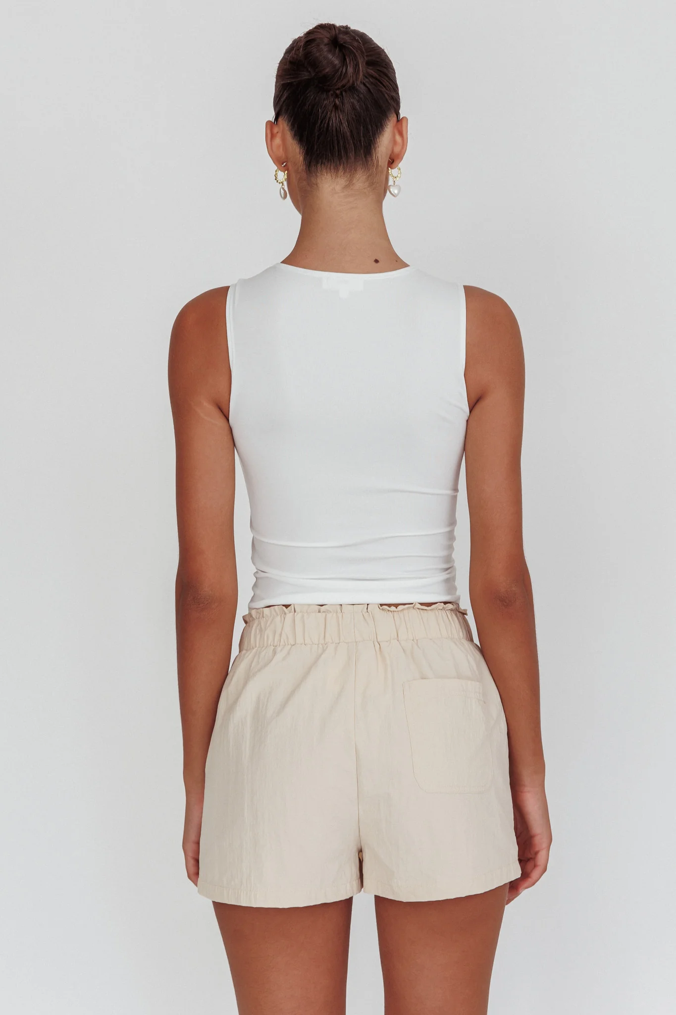 Argyle Cut-Out Sleeveless Top White - Image 3