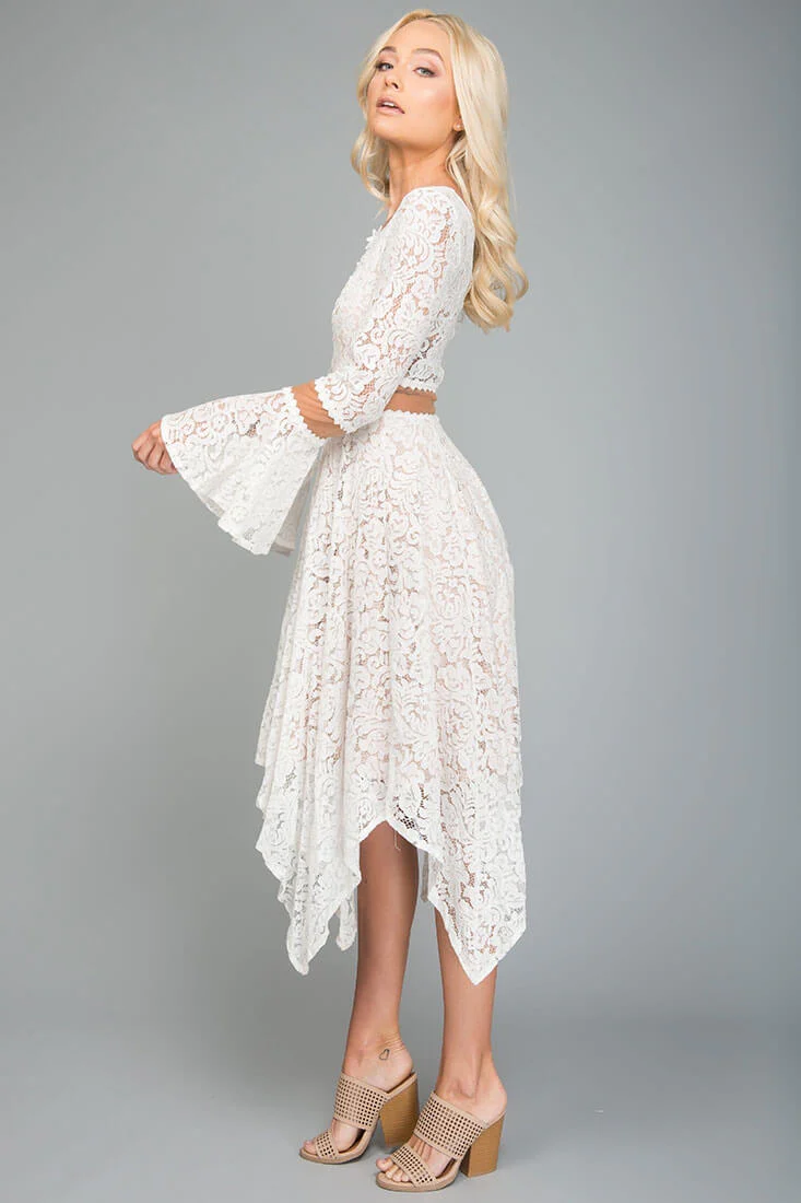 Aria Bell Sleeve Dress White - Image 3