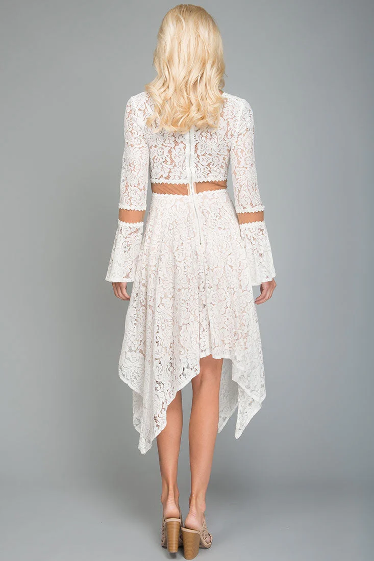 Aria Bell Sleeve Dress White - Image 5