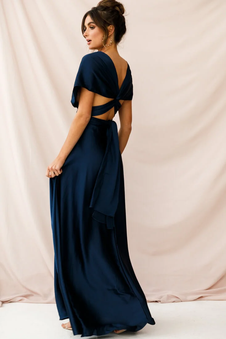 Ariana Multiway Mid Sleeve Maxi Dress Navy - Image 3