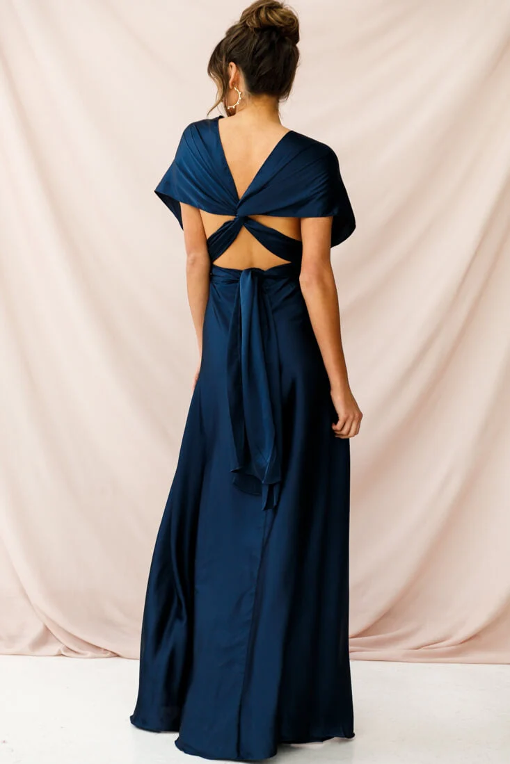 Ariana Multiway Mid Sleeve Maxi Dress Navy - Image 4