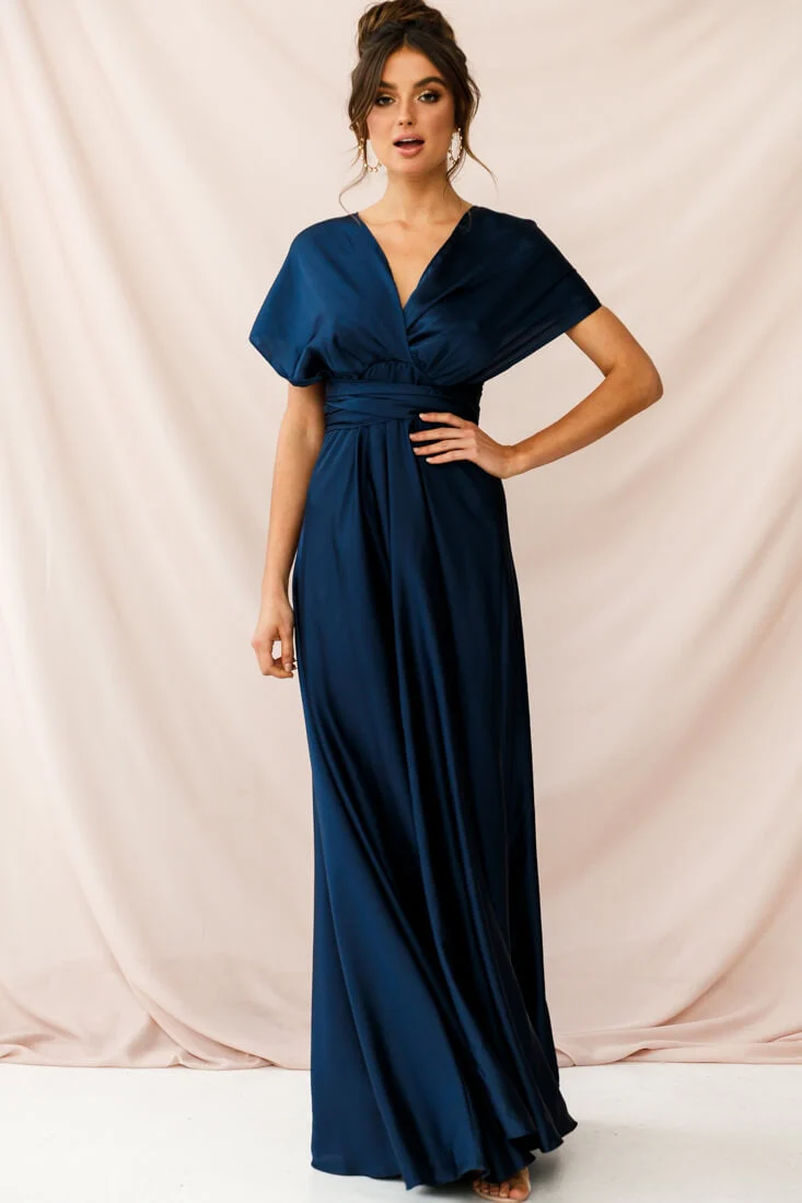 Ariana Multiway Mid Sleeve Maxi Dress Navy - Image 6