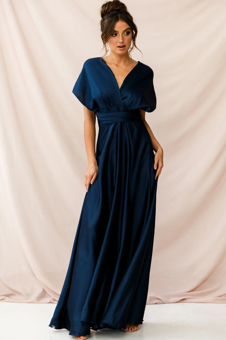 Ariana Multiway Mid Sleeve Maxi Dress Navy - Image 7