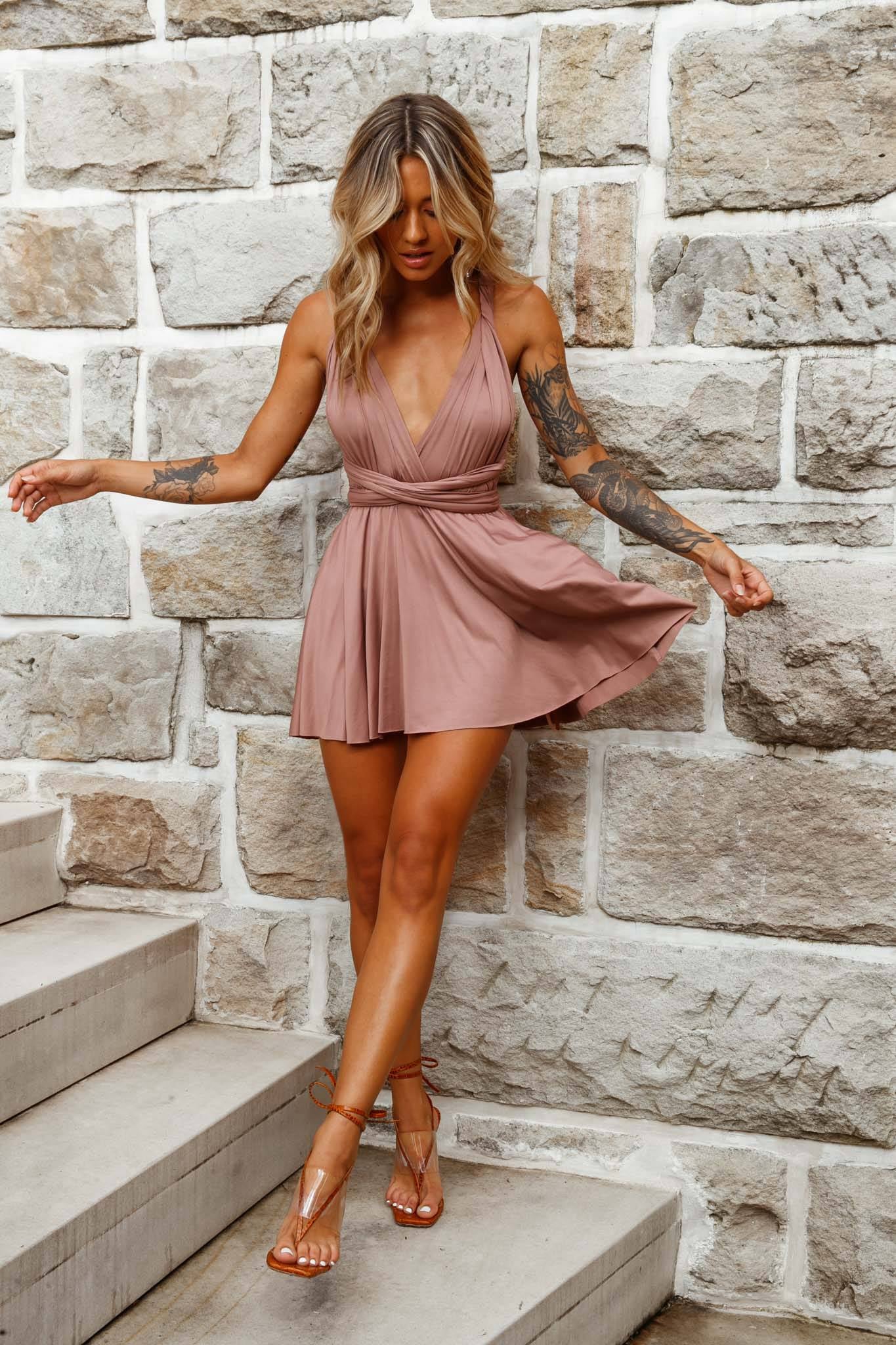 Ariana Multiway Mini Dress Mocha - Image 2