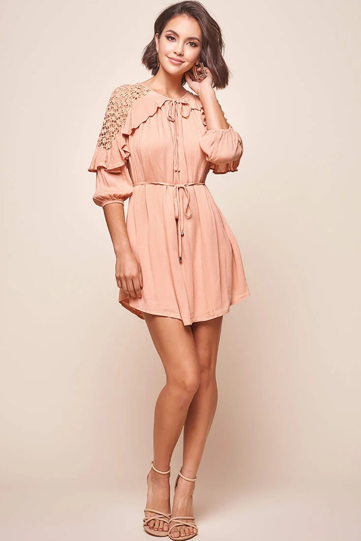 Arizona Waist-Tie Kaftan Dress Rose - Image 6