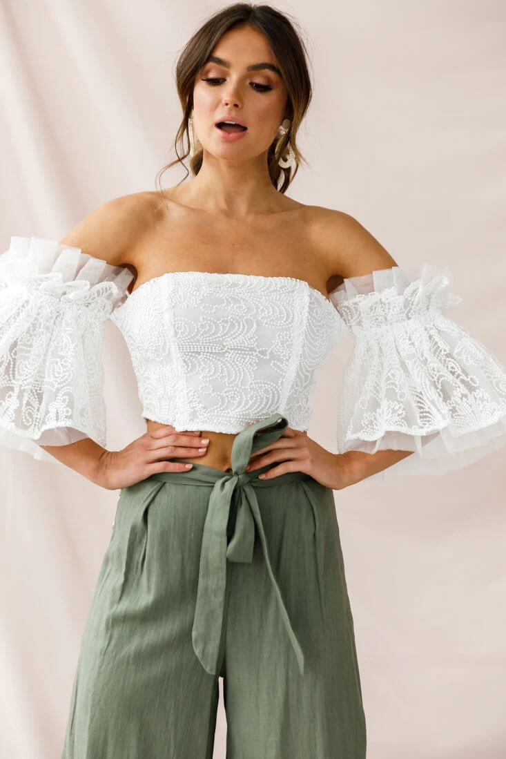 Arna Bell Sleeve Off-Shoulder Top White - Image 5