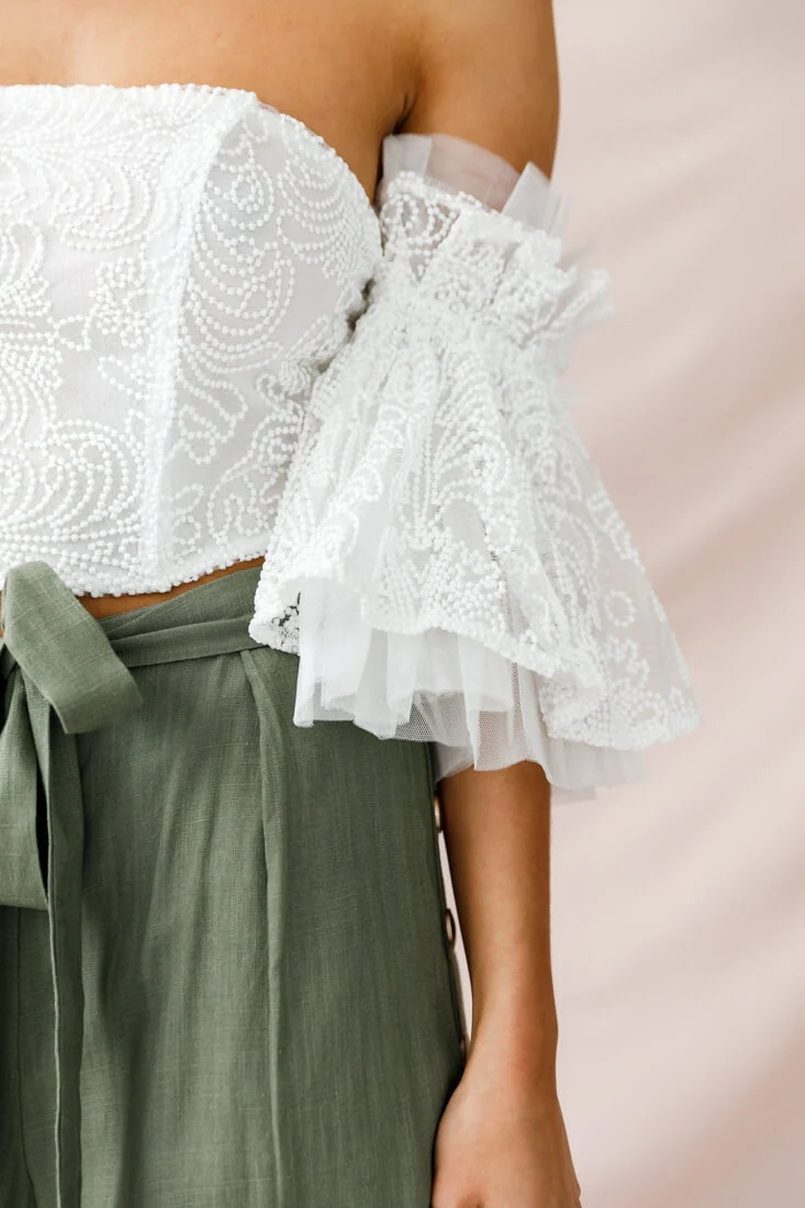 Arna Bell Sleeve Off-Shoulder Top White - Image 6