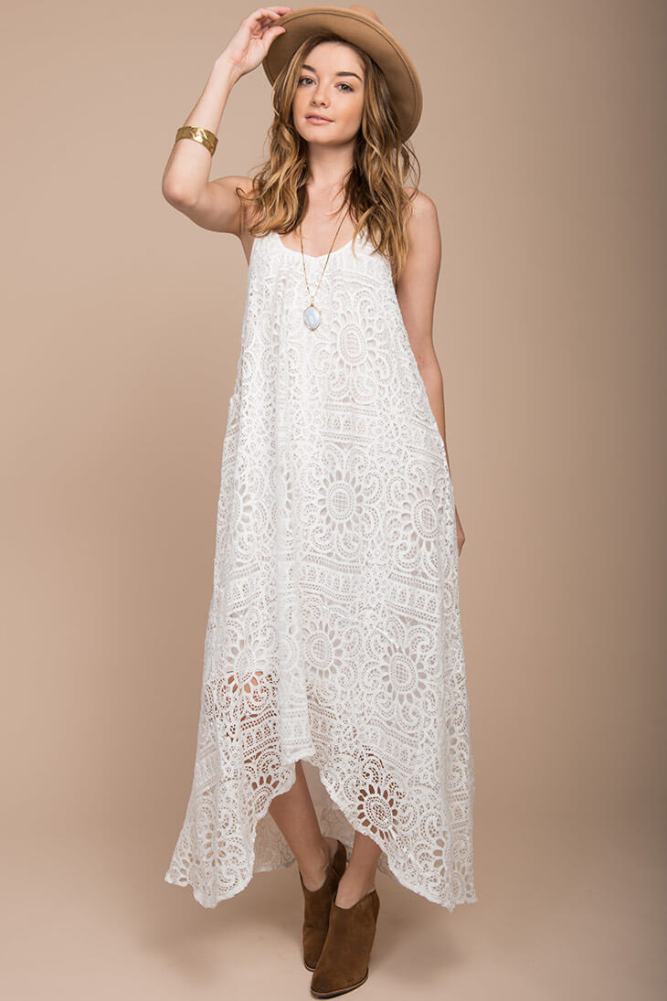 Aroura Crochet Maxi Dress White - Image 3