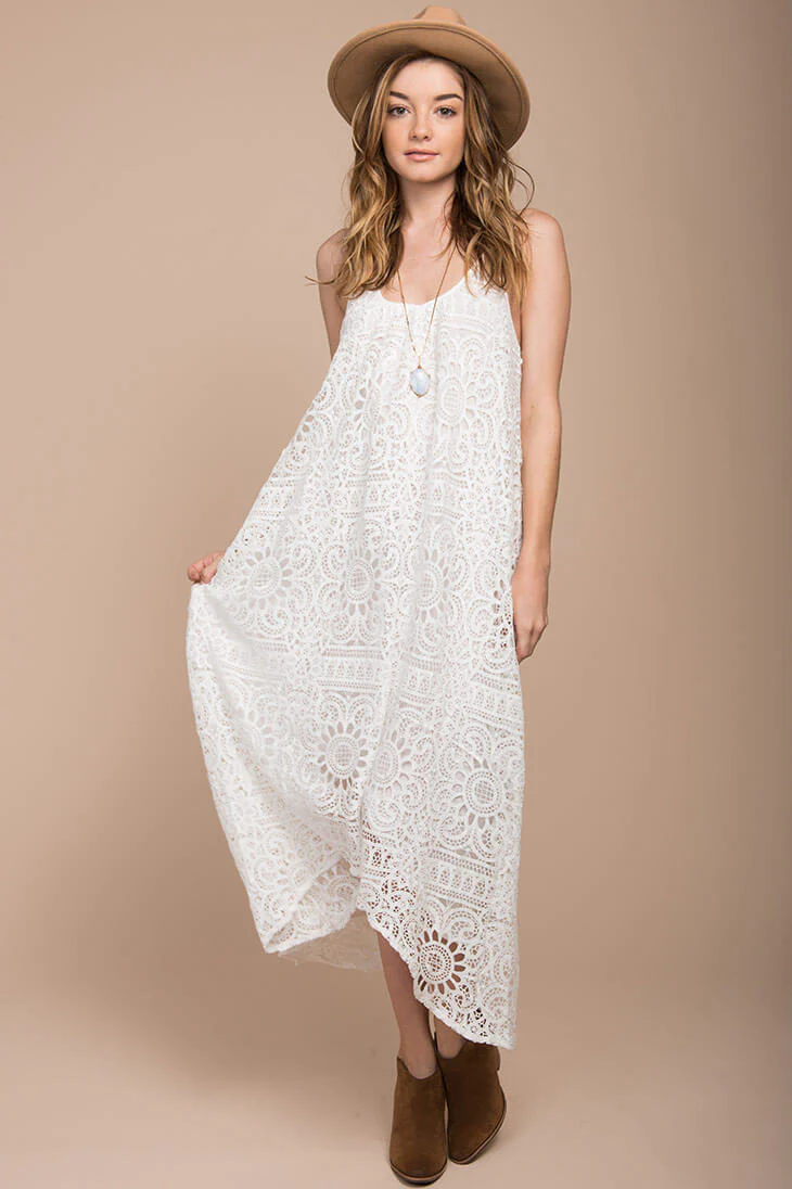 Aroura Crochet Maxi Dress White - Image 4