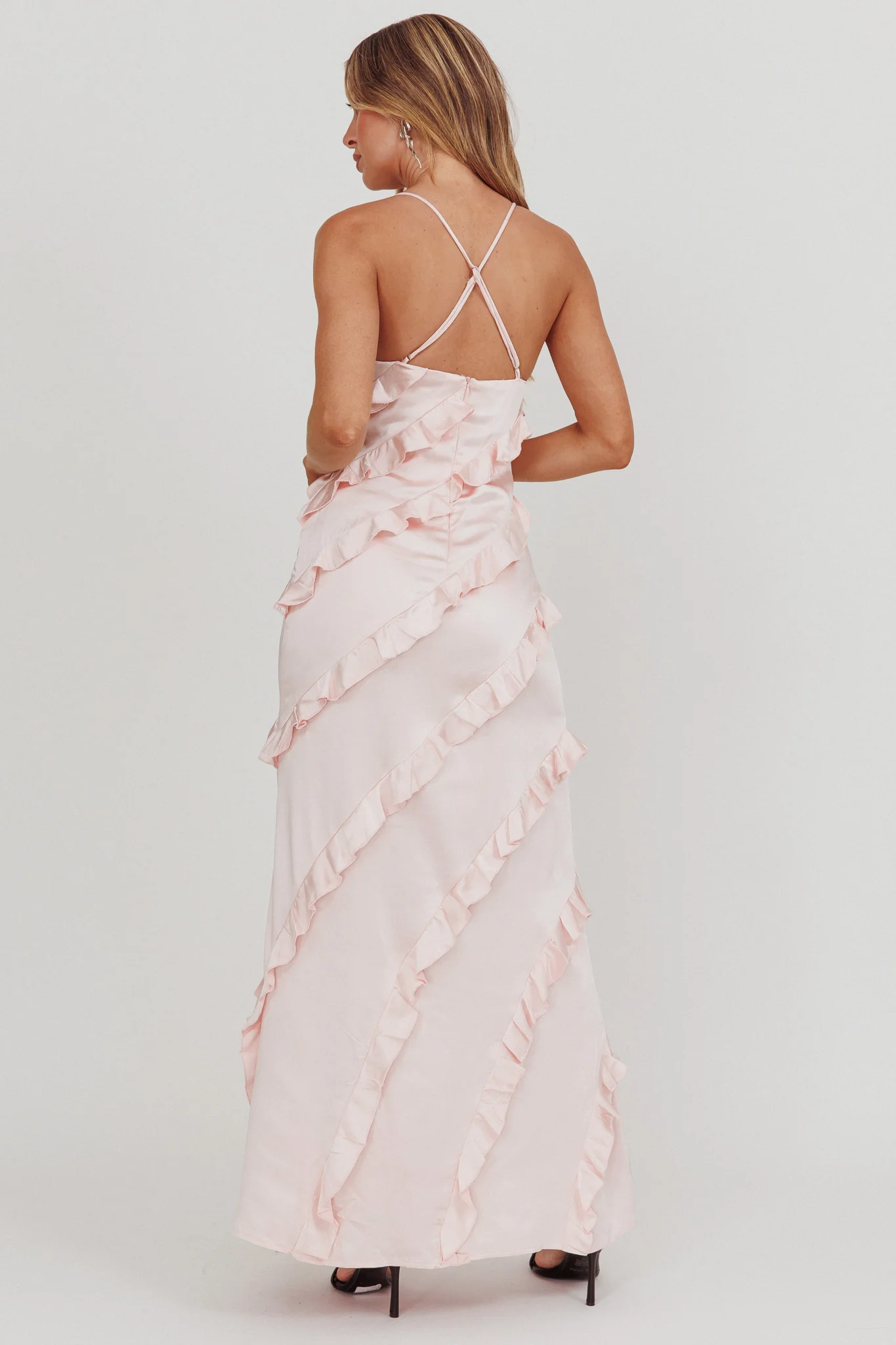 Arrabel Ruffle Trim Maxi Dress Blush - Image 2