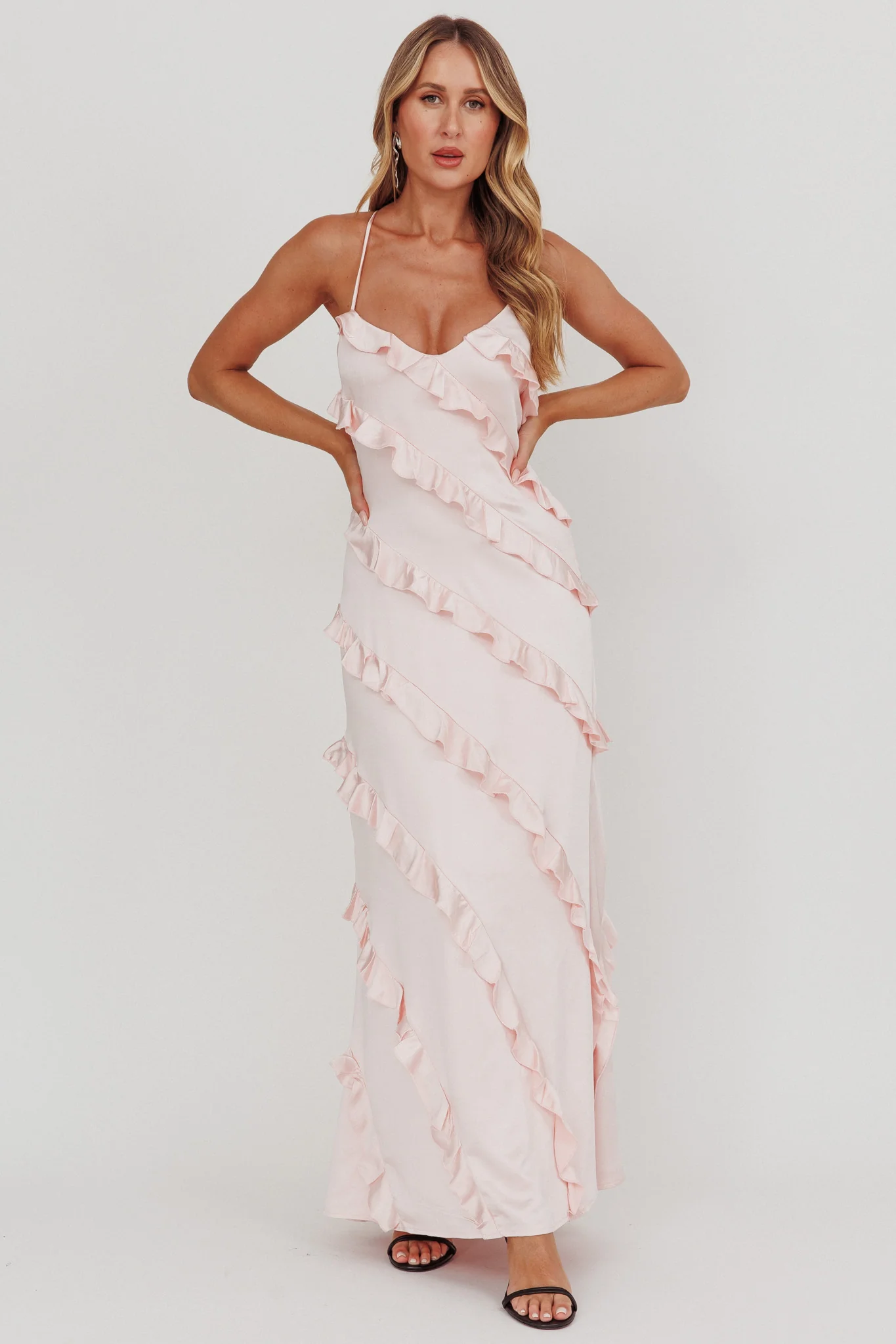 Arrabel Ruffle Trim Maxi Dress Blush - Image 5