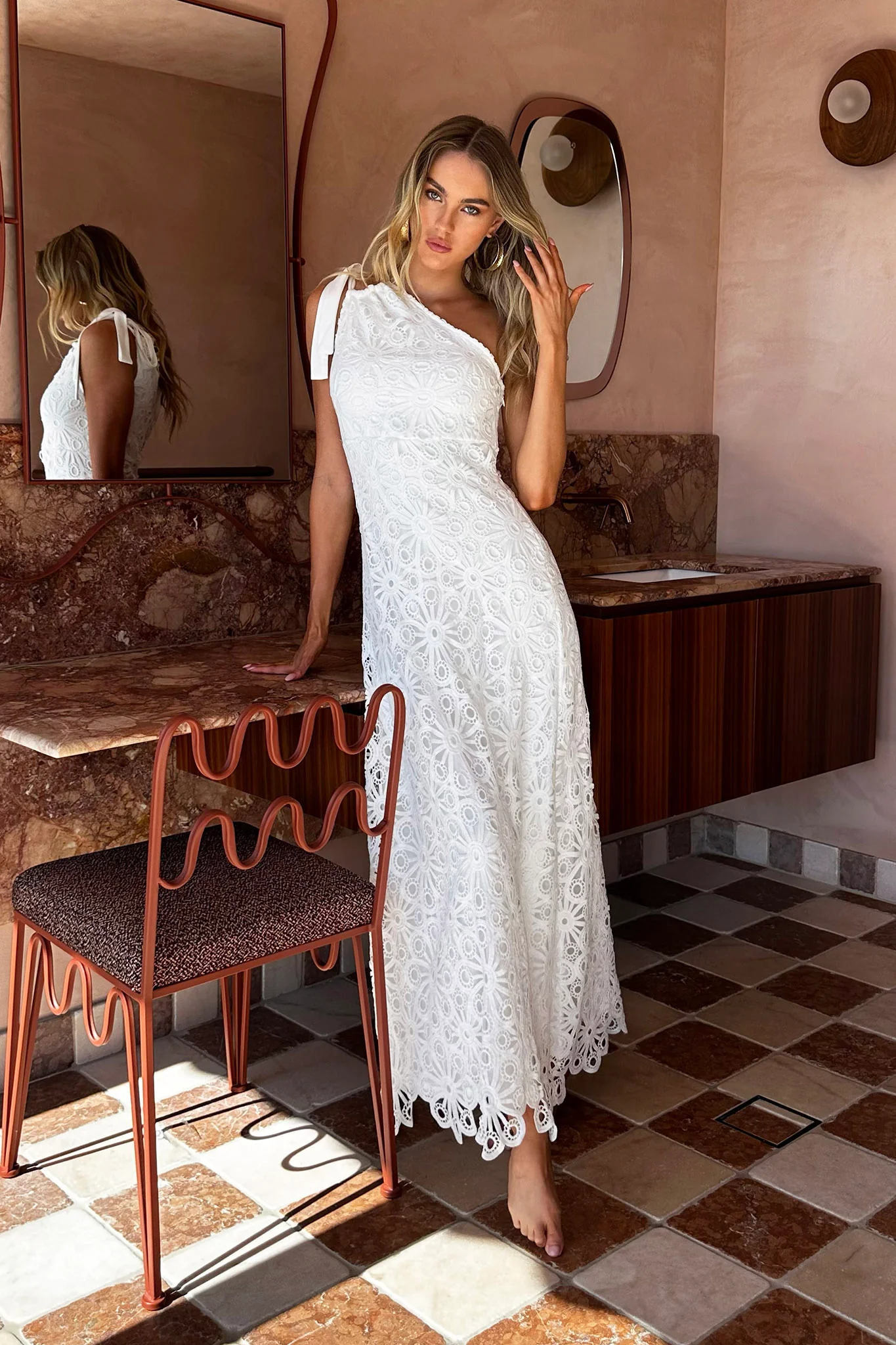 Artice One Shoulder Maxi Dress Off White - Image 2