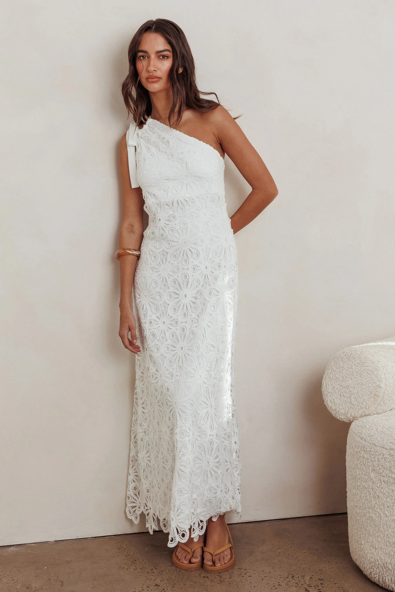 Artice One Shoulder Maxi Dress Off White - Image 4