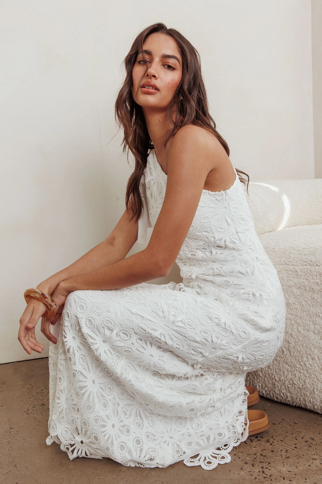 Artice One Shoulder Maxi Dress Off White - Image 7