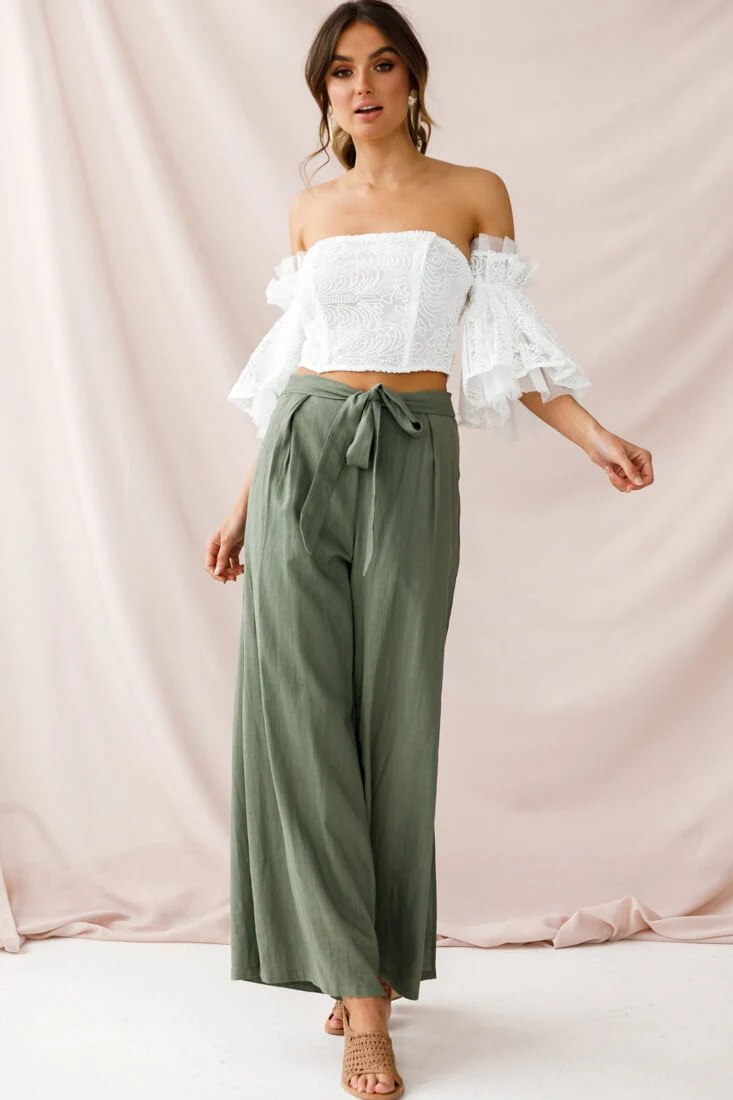 Aruba Wide Leg Side Split Pants Khaki - Image 7