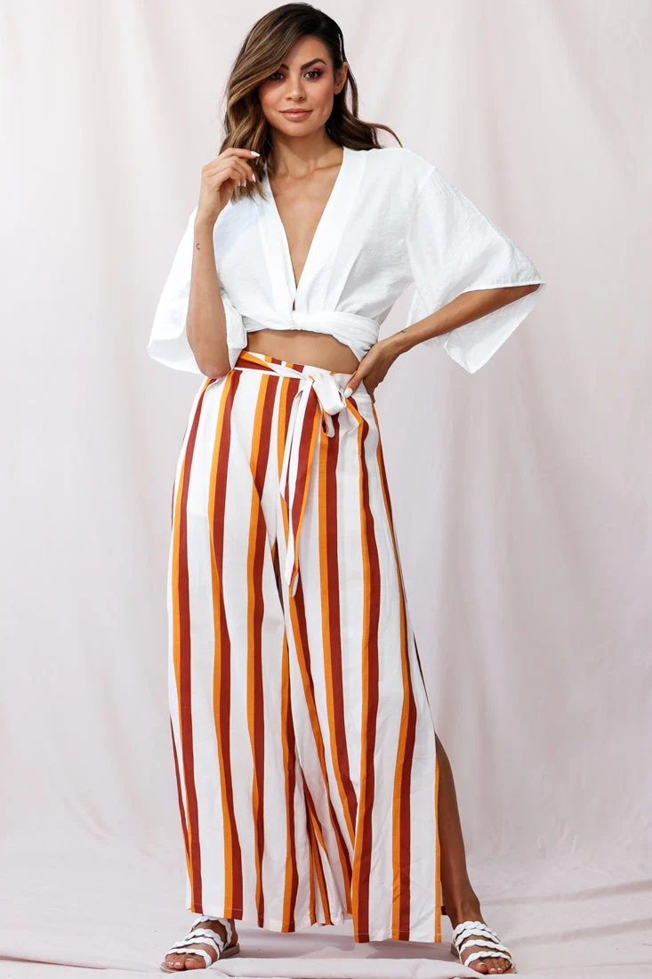 Aruba Wide Leg Side Split Pants Mustard/Brick - Image 2