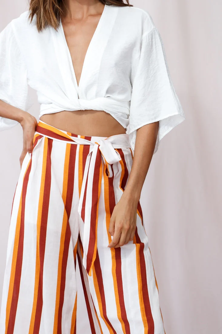Aruba Wide Leg Side Split Pants Mustard/Brick - Image 4