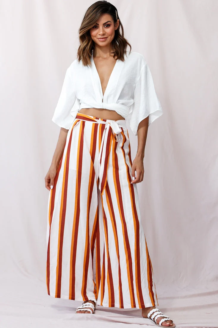 Aruba Wide Leg Side Split Pants Mustard/Brick - Image 5