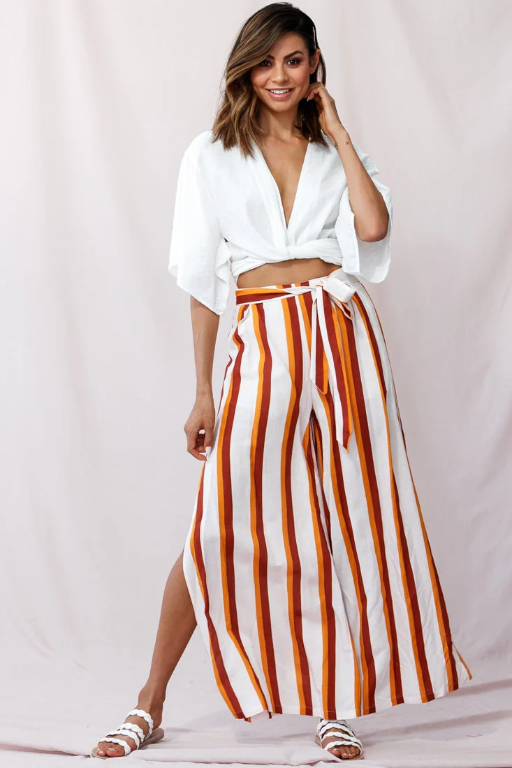 Aruba Wide Leg Side Split Pants Mustard/Brick - Image 6