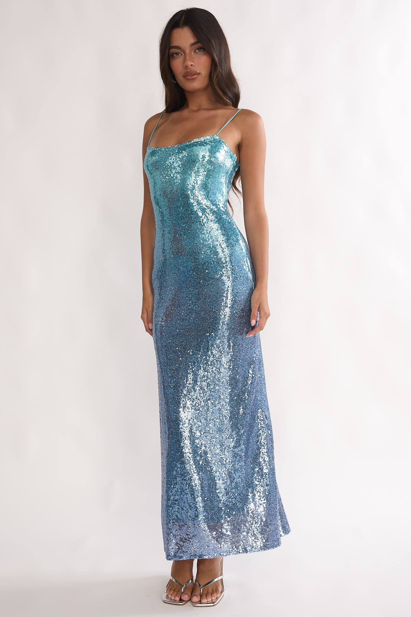 Astara Sequin Maxi Dress Gradient Blue - Image 2