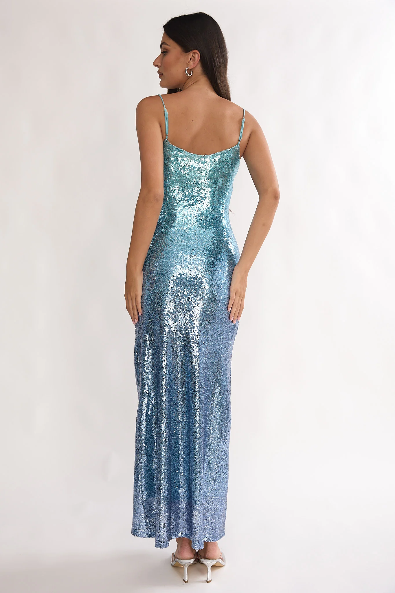 Astara Sequin Maxi Dress Gradient Blue - Image 3