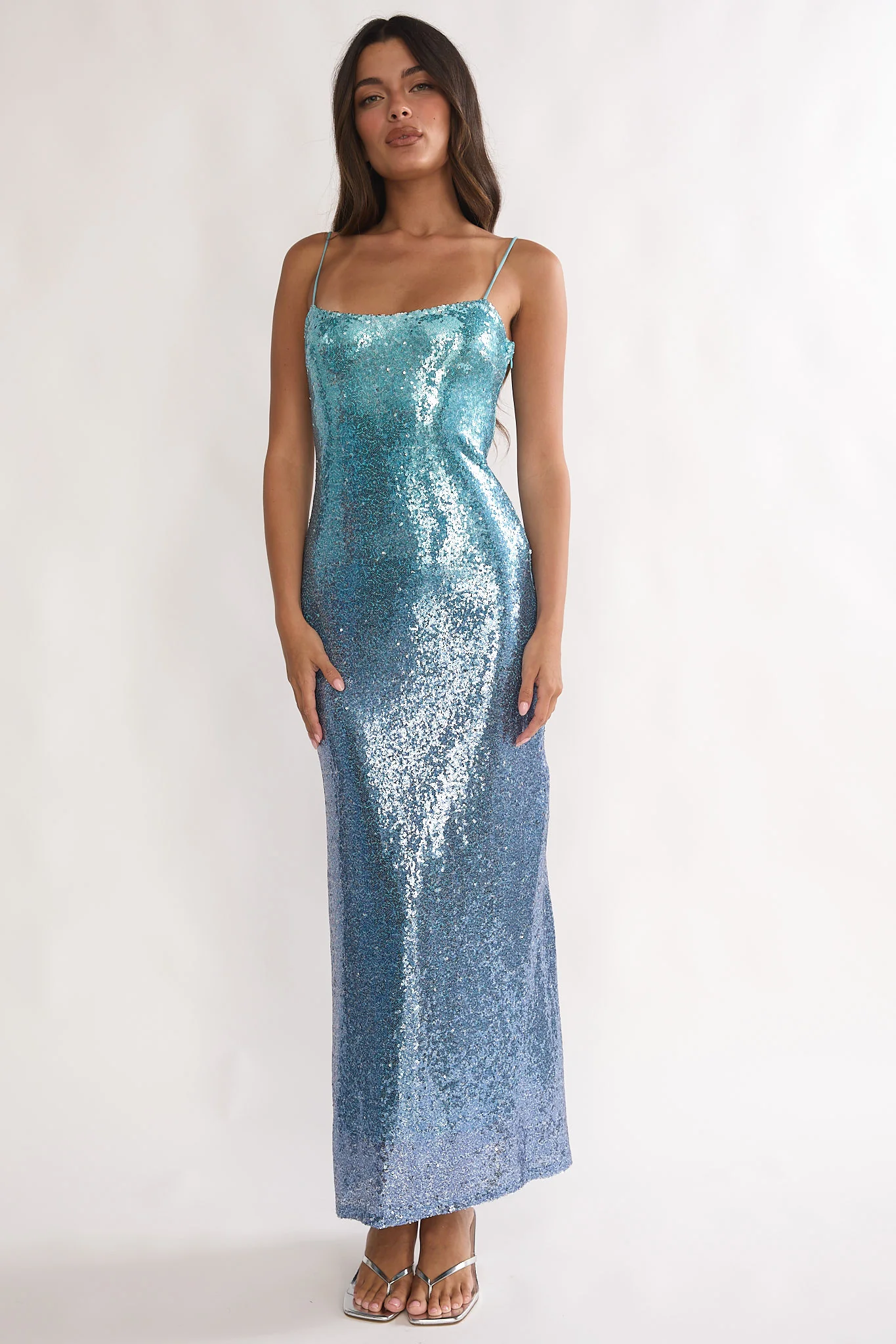 Astara Sequin Maxi Dress Gradient Blue - Image 5