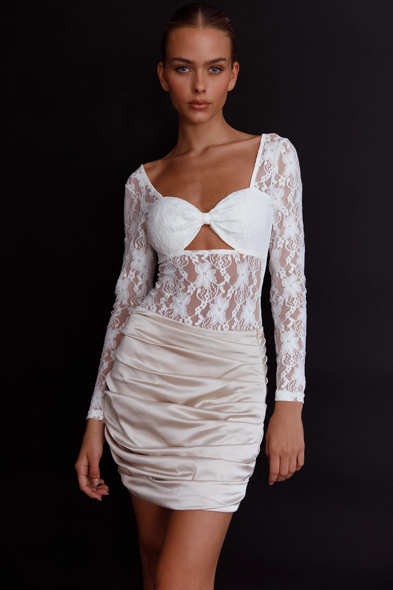 Asteria Long Sleeve Lace Bodysuit White - Image 5