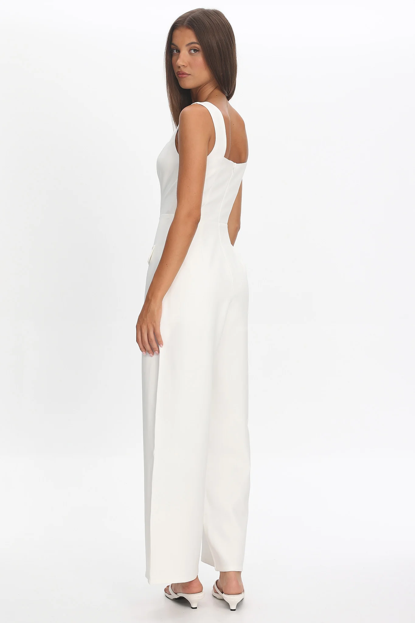 Atheena Faux Pocket Jumpsuit White - Image 3