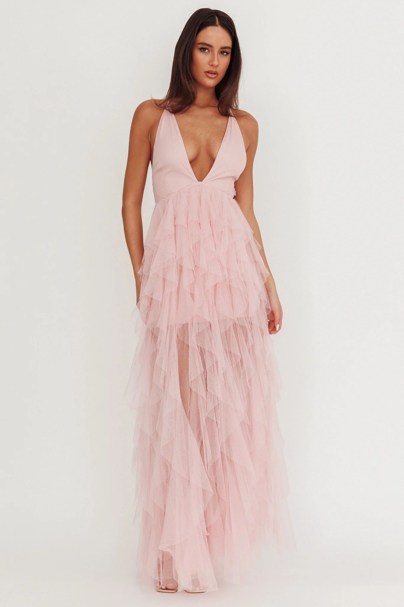 Auguste Cascading Frill Maxi Dress Blush - Image 2