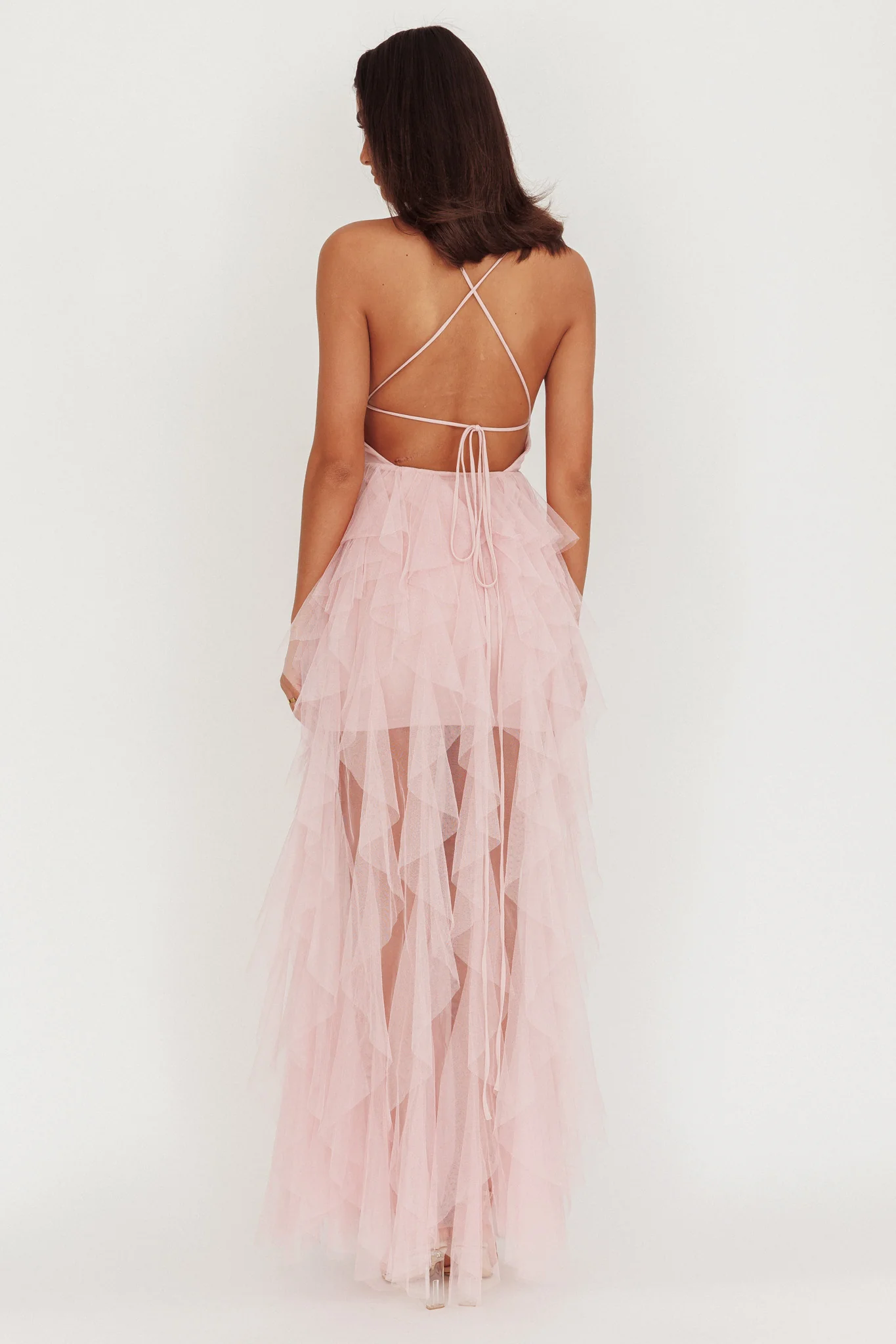 Auguste Cascading Frill Maxi Dress Blush - Image 3