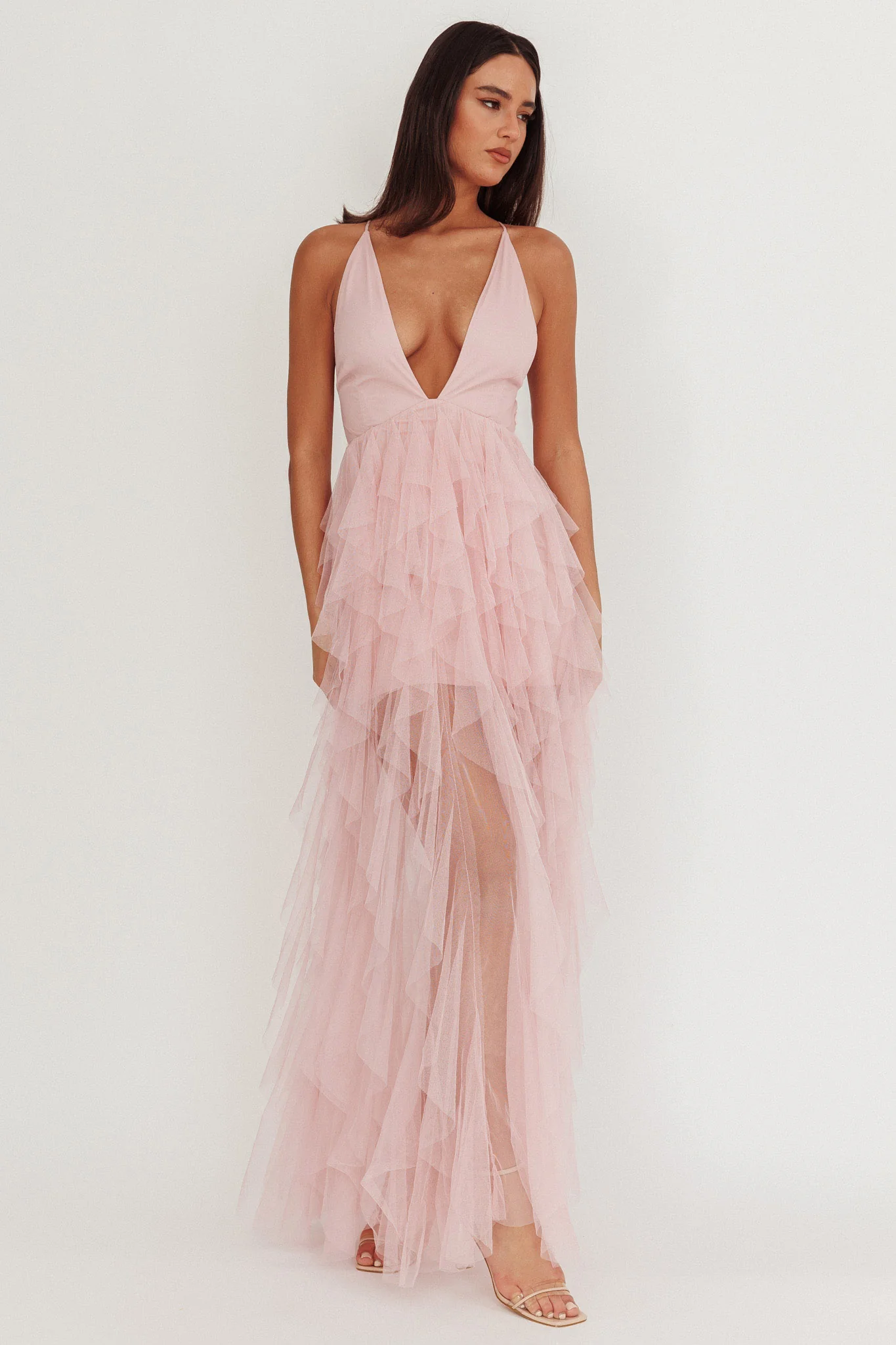 Auguste Cascading Frill Maxi Dress Blush - Image 5
