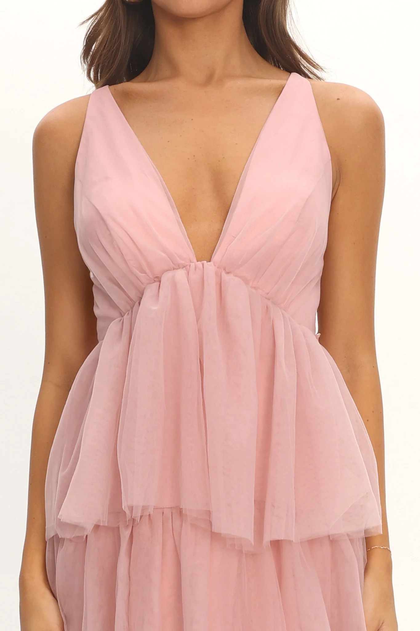 Auguste Tiered Frill Midi Dress Blush - Image 5