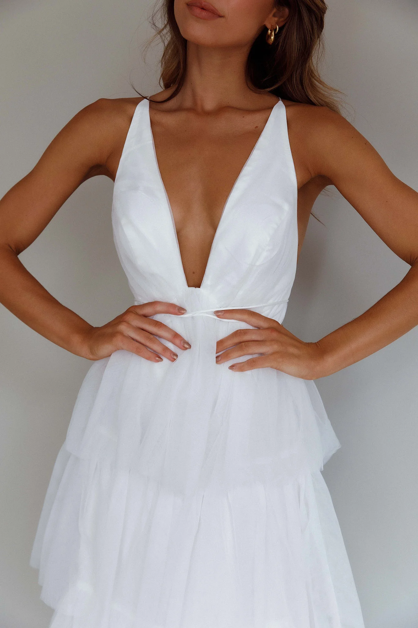 Auguste Tiered Frill Midi Dress White - Image 4