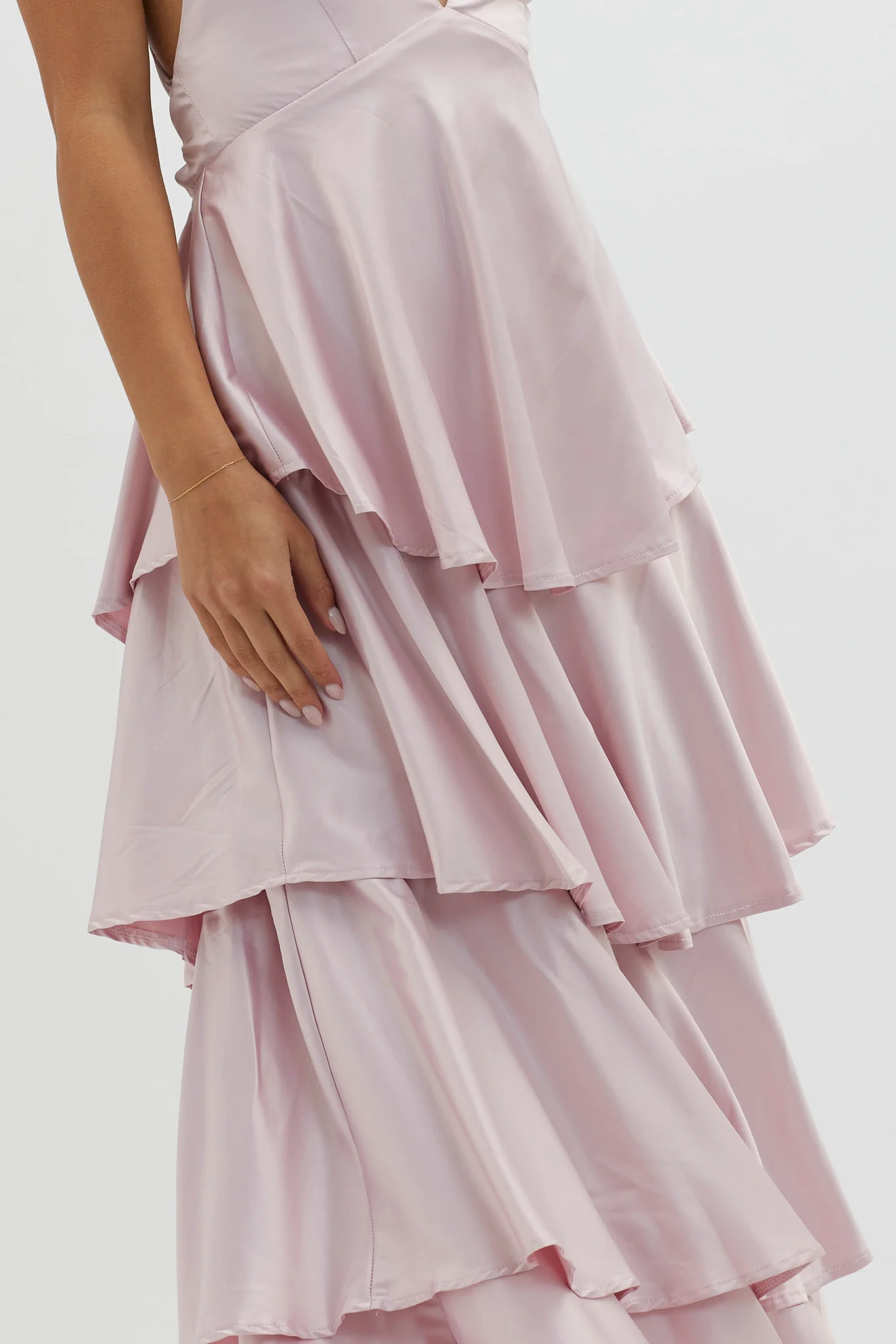 Auguste Tiered Frill Strappy Back Dress Blush - Image 4